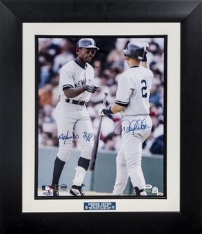 Derek Jeter & Alfonso Soriano Dual Signed Photo In 25x29 Framed Display (PSA/DNA, MLB Authenticated, Steiner)